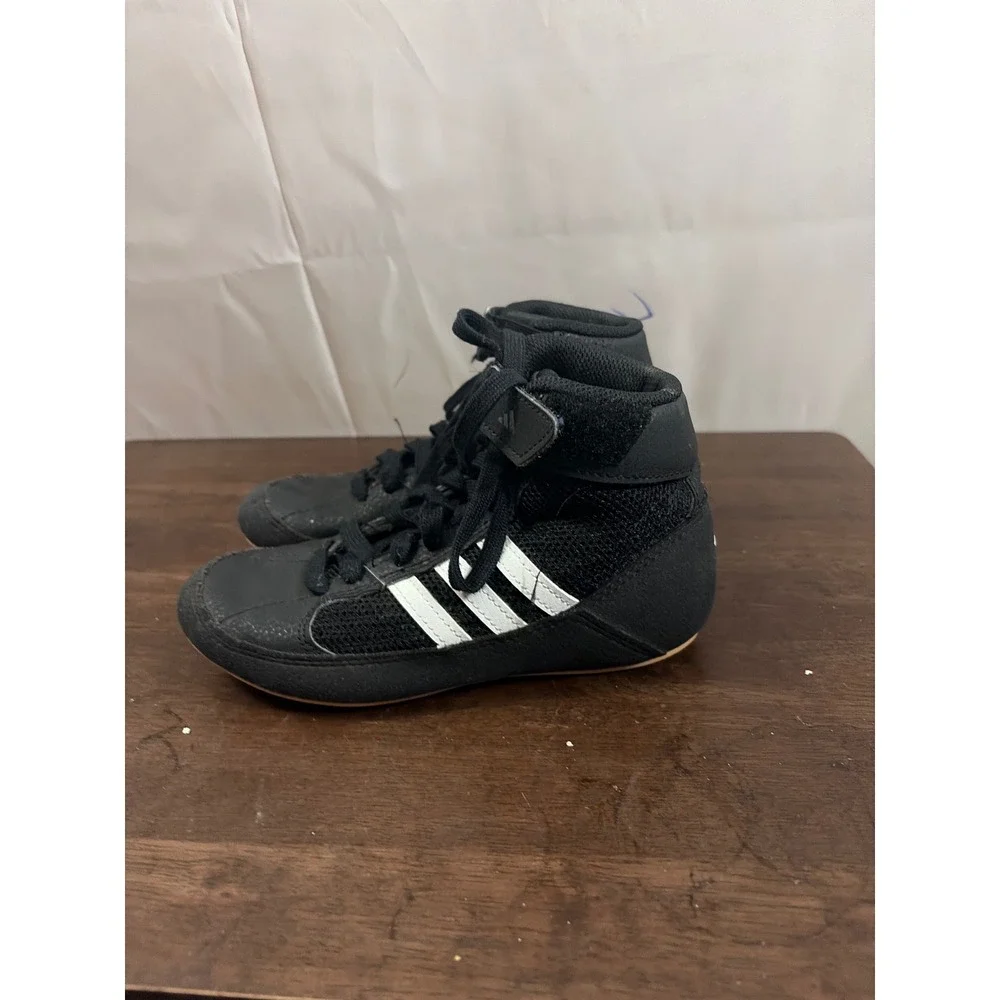 Adidas HVC 2 Wrestling Shoes Kids 13K Black White Excellent High Top AQ3327